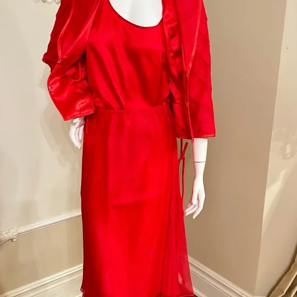 Escada Red Bolero Jacket  And Top Size 36 Flowy Skirt Size 34  / 3 Piece’s - Picture 7 of 15